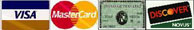 We Accept Visa, MasterCard, American Express and Discover